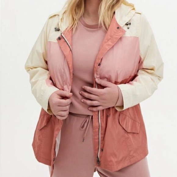 Torrid Women's Pink/Cream Utility Jacket Size 2 Waterproof Rain - Picture 2 of 16